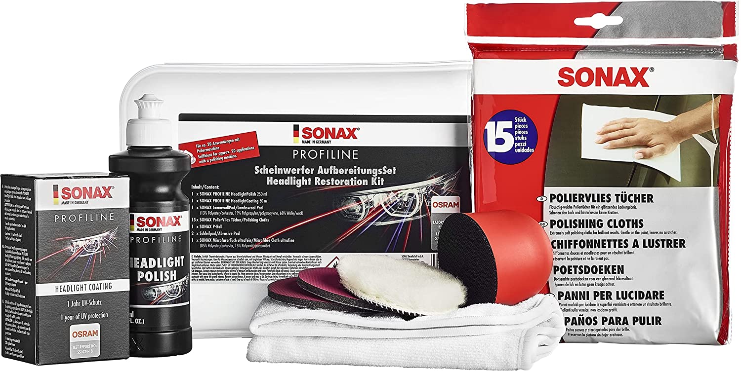 SONAX - Kit de restauration pour phares en polycarbonate